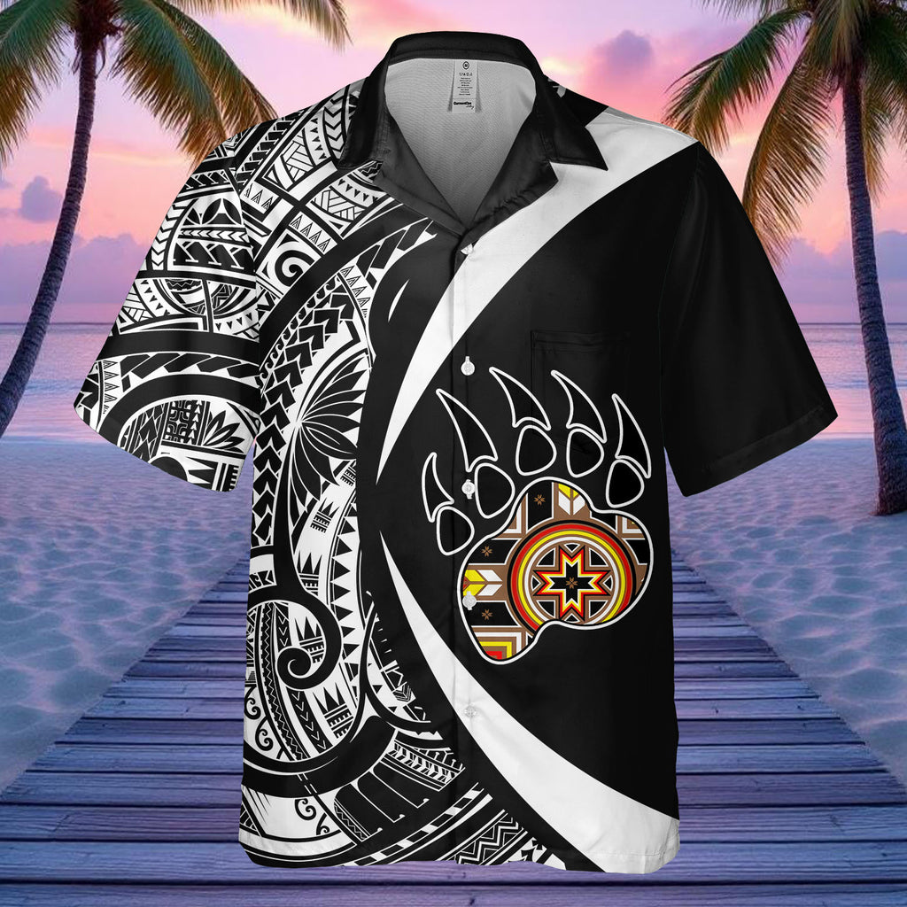 DS250812M01v12 Bear Native American Hawaiian Shirt 3D