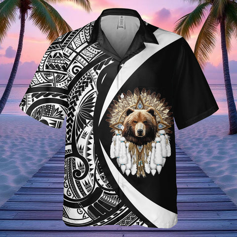 DS250812M01v13 Bear Native American Hawaiian Shirt 3D