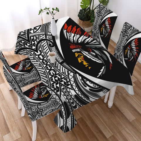 DS250812M01v14 Chief Native American 5pcs Dining Table Set - Tablecloth