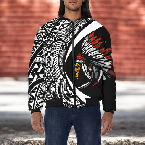 DS250812M01v14 Chief Native American Bomber Jacket With Sleeve Pocket