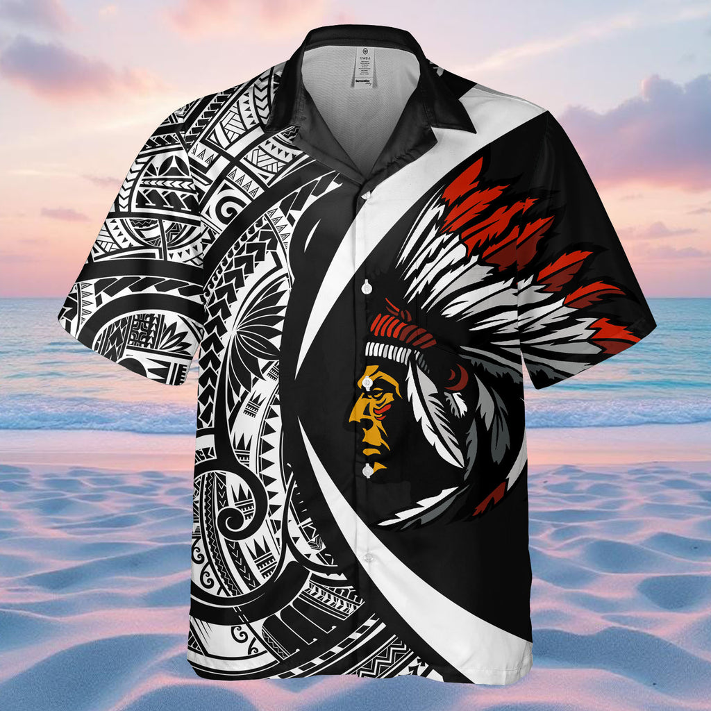 DS250812M01v14 Chief Native American Hawaiian Shirt 3D