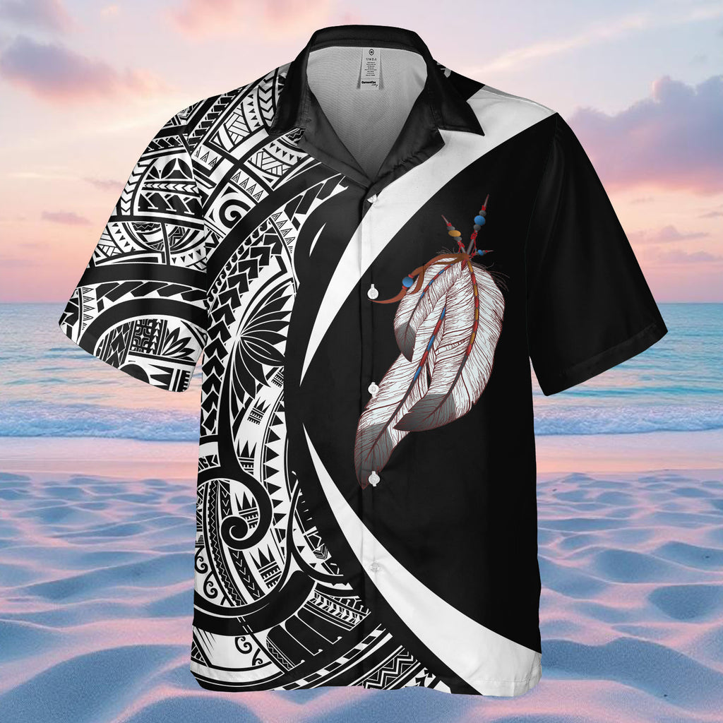 DS250812M01v15 Feather Native American Hawaiian Shirt 3D
