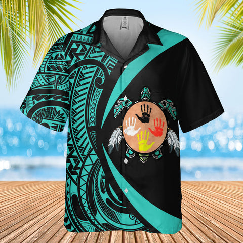 DS250812M02v3 Turtle Native American Hawaiian Shirt 3D