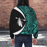 DS250812M02v7 Feather Native American Bomber Jacket With Sleeve Pocket