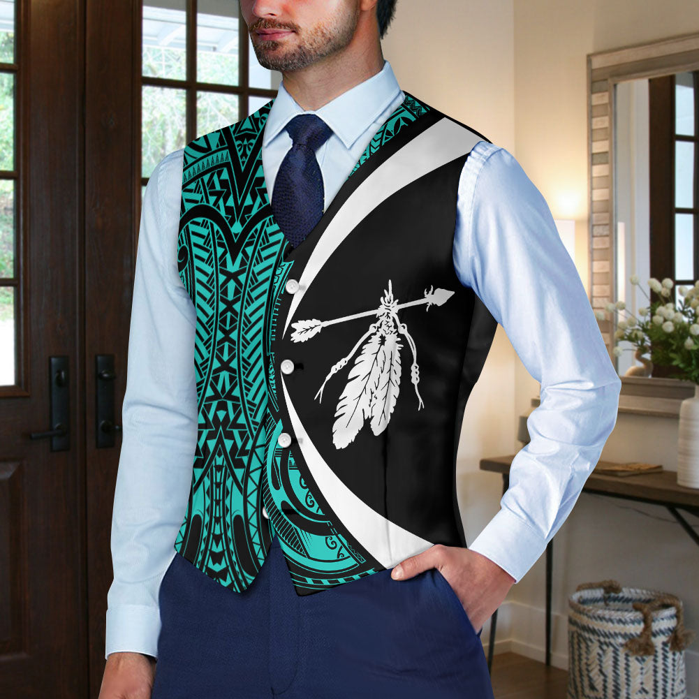 DS250812M02v7 Native American Suit Vest Jacket Print One Side Front