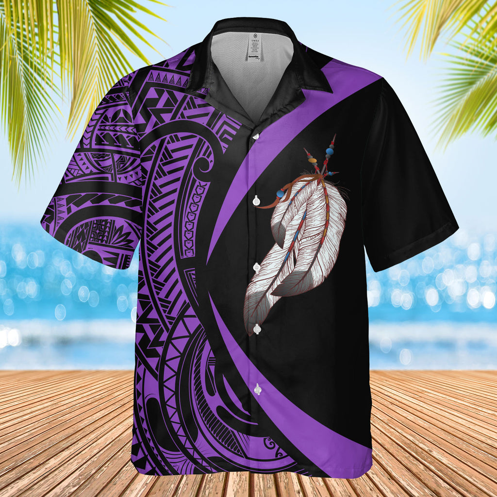 DS250812M03v3 Feather Native American Hawaiian Shirt 3D