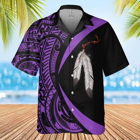 DS250812M03v4 Feather Native American Hawaiian Shirt 3D