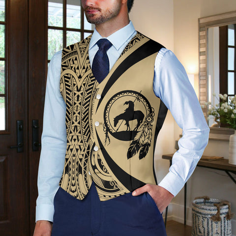 DS250812M05v3 Native American Suit Vest Jacket Print One Side Front