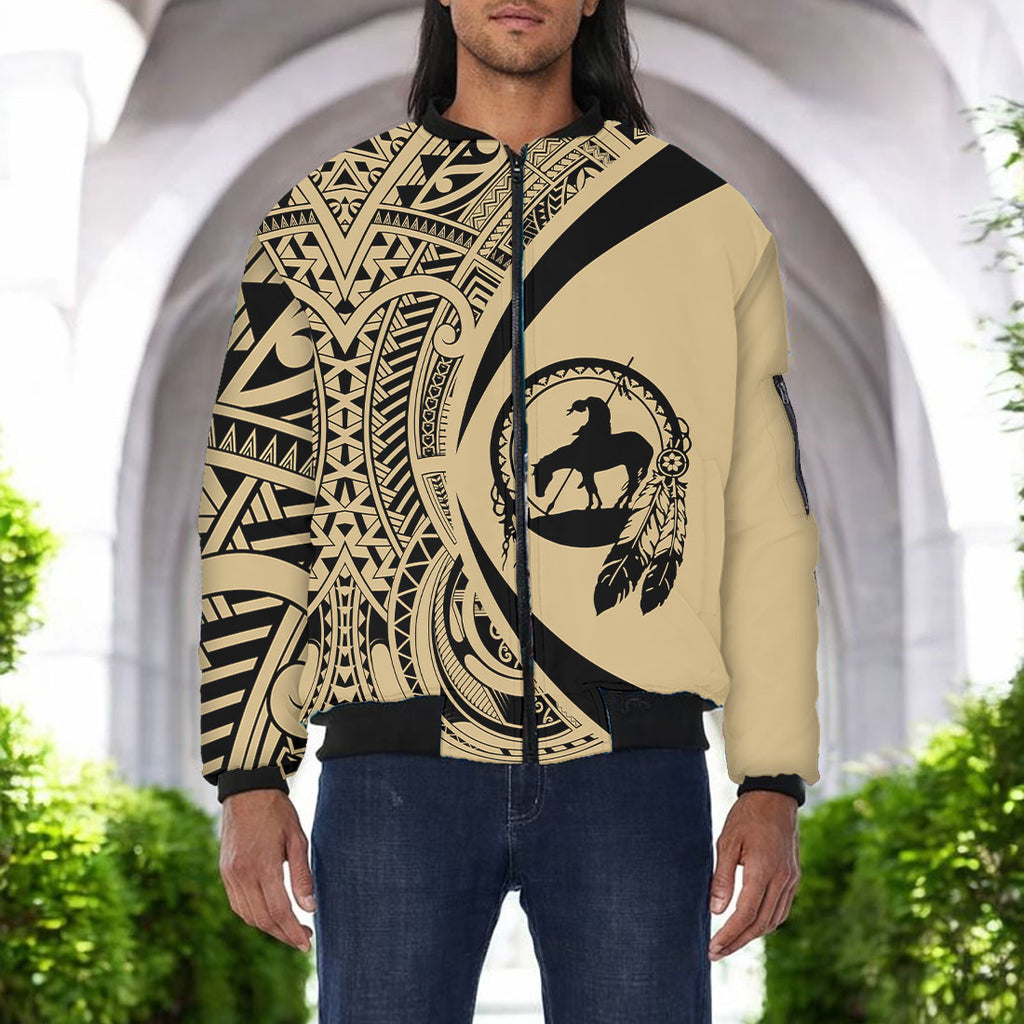 DS250812M05v3 Trail of Tears Native American Bomber Jacket With Sleeve Pocket