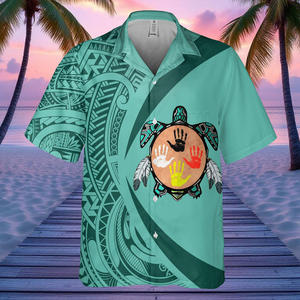 DS250812M06v1 Turtle Native American Hawaiian Shirt 3D