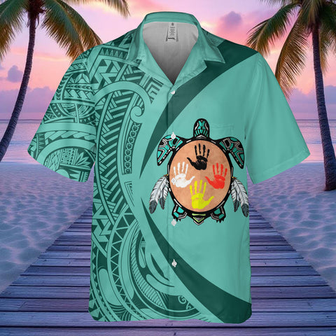 DS250812M06v1 Turtle Native American Hawaiian Shirt 3D