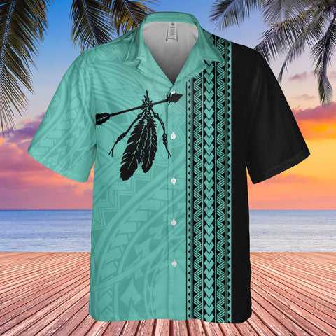 DS250813M02v1 Feather Native American Hawaiian Shirt 3D