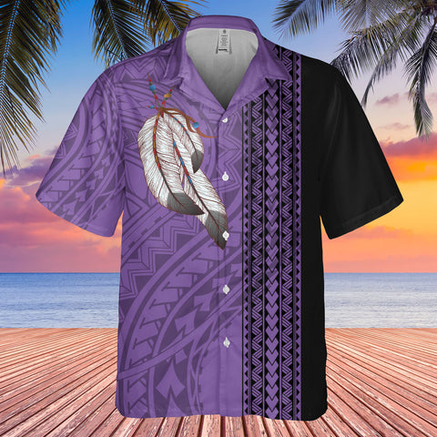 DS250813M03v1 Feather Native American Hawaiian Shirt 3D