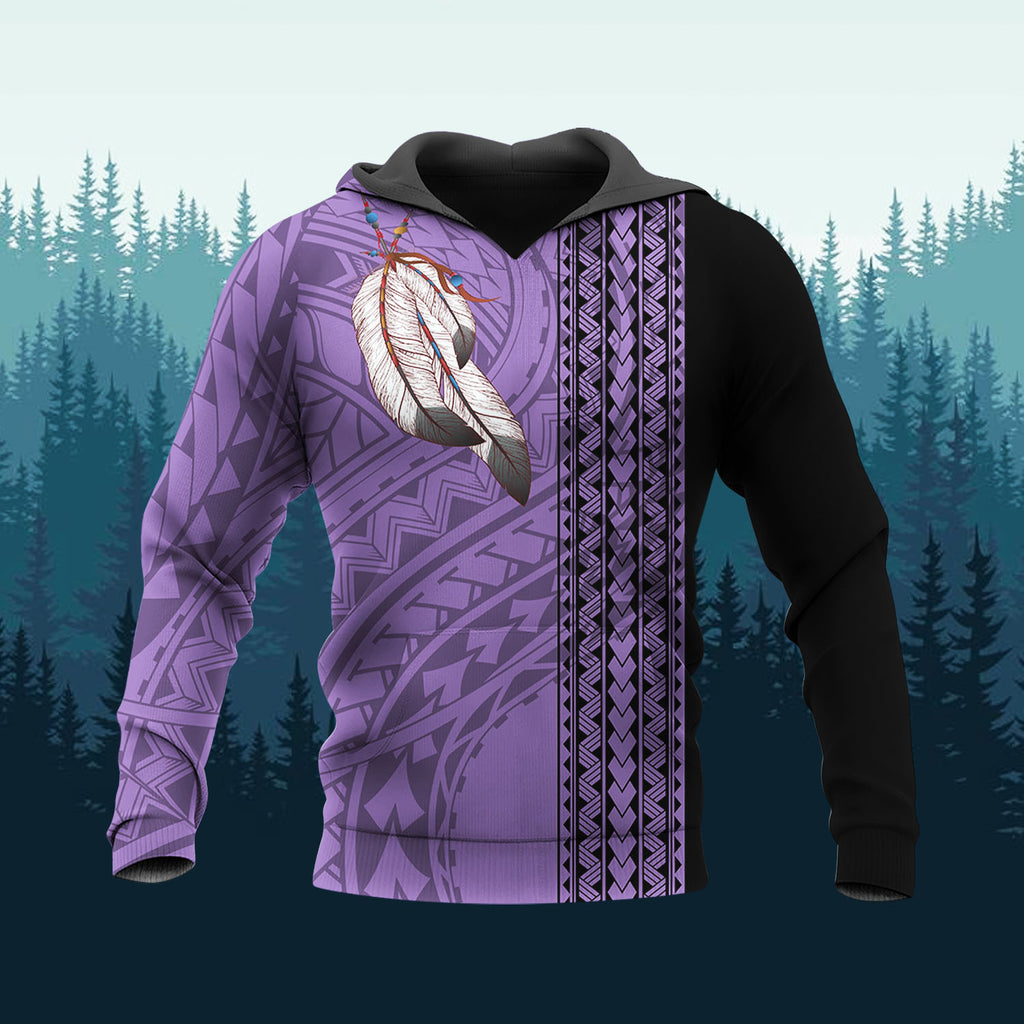 DS250813M03v1 Feather Native American Pride 3D Hoodie