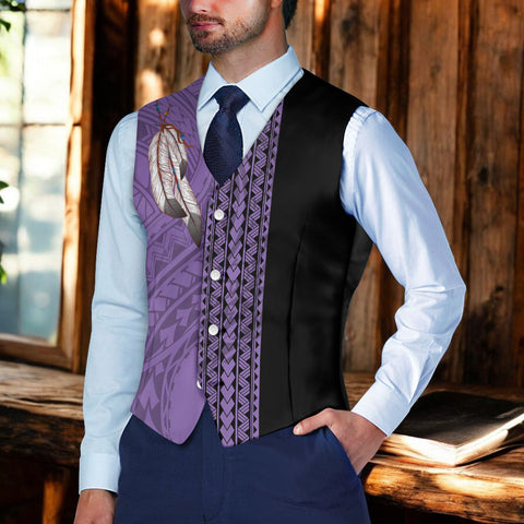 DS250813M03v1 Native American Suit Vest Jacket Print One Side Front