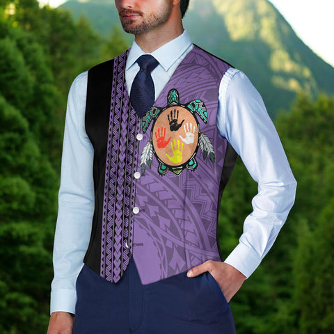 DS250813M03v5 Native American Suit Vest Jacket Print One Side Front