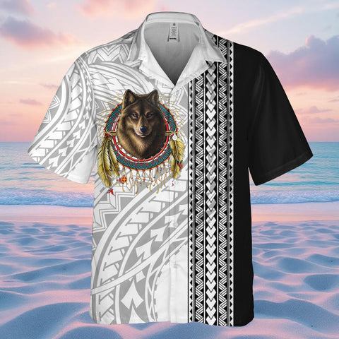 DS250813M04v6 Wolf Native American Hawaiian Shirt 3D