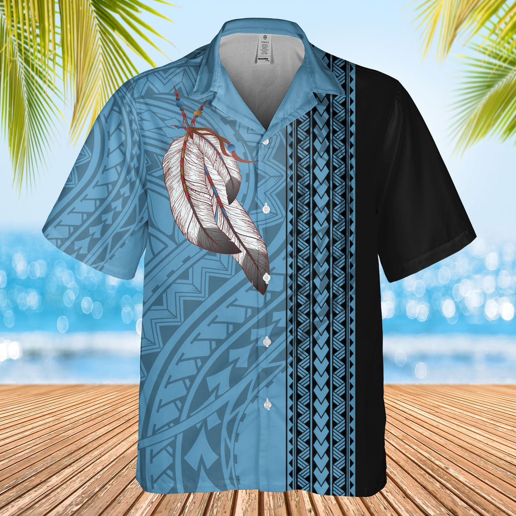 DS250813M05v1 Feather Native American Hawaiian Shirt 3D