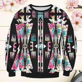 DS250911 Flower Arrow Native American Unisex Drop-shoulder Knitted Fleece Sweater