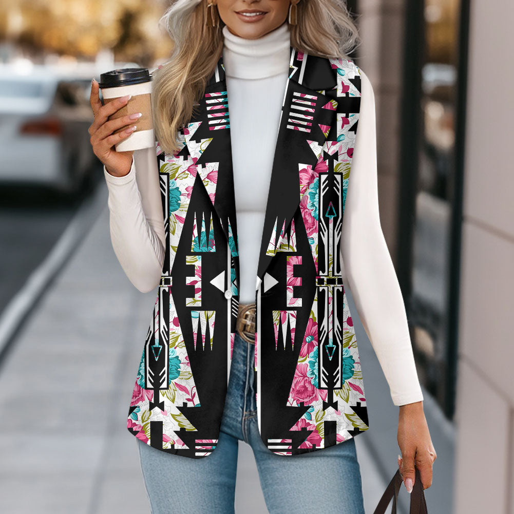DS250911 Native American Flower Arrow Loose Women Suit Vest