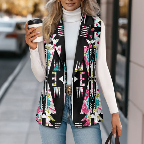 DS250911 Native American Flower Arrow Loose Women Suit Vest