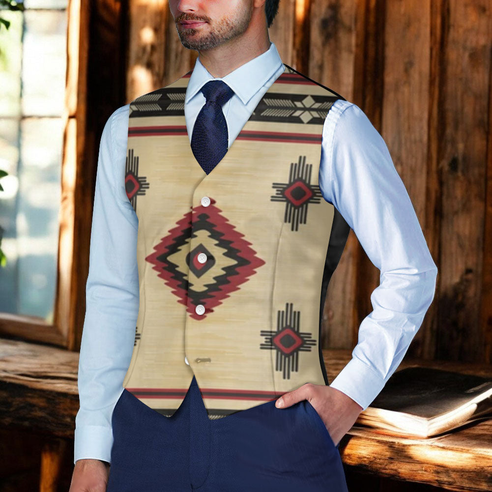 DS250912M06 Native American Suit Vest Jacket Print One Side Front