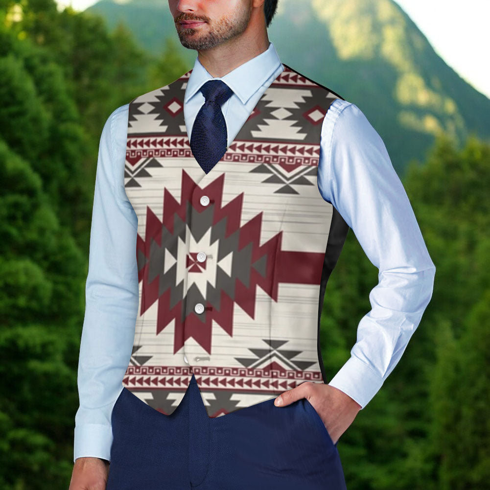 DS250912M12 Native American Suit Vest Jacket Print One Side Front