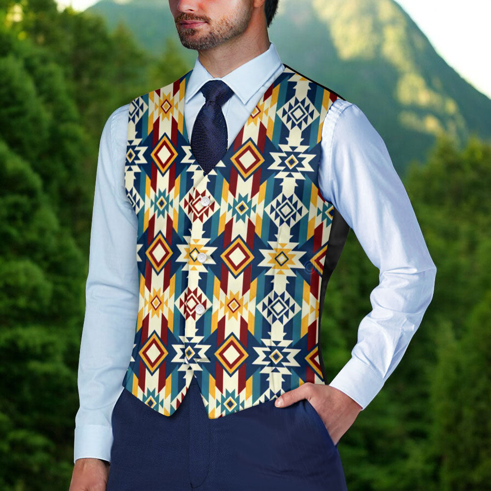 DS250918M03 Native American Suit Vest Jacket Print One Side Front