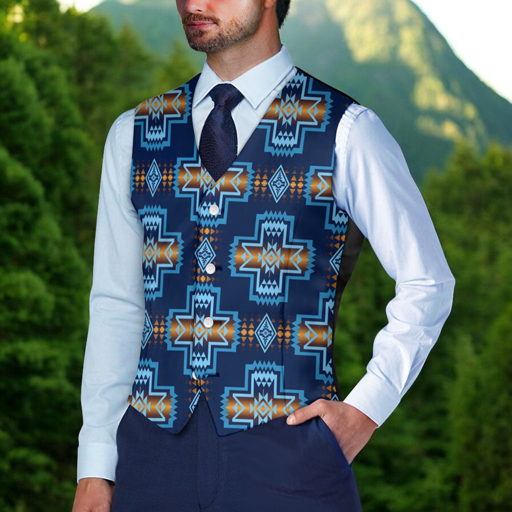 DS250918M05 Native American Suit Vest Jacket Print One Side Front
