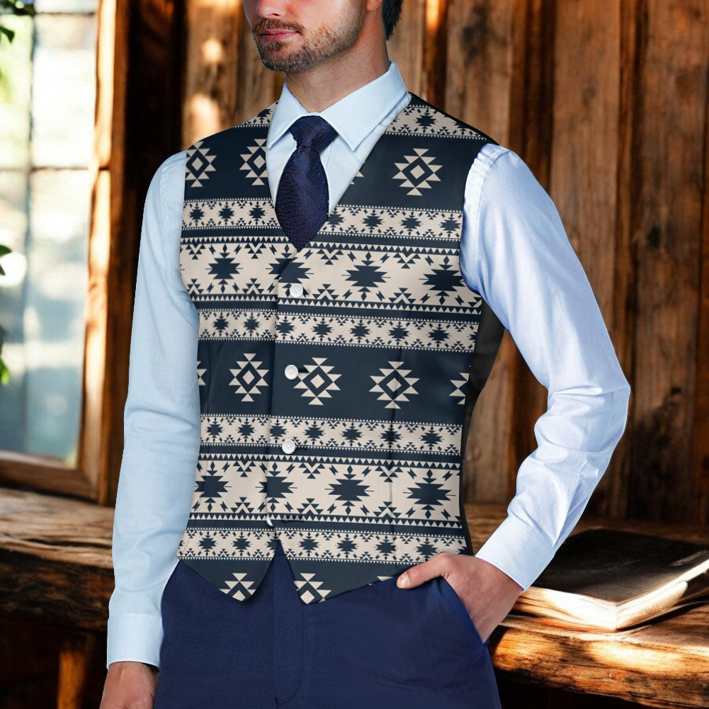DS250918M06 Native American Suit Vest Jacket Print One Side Front