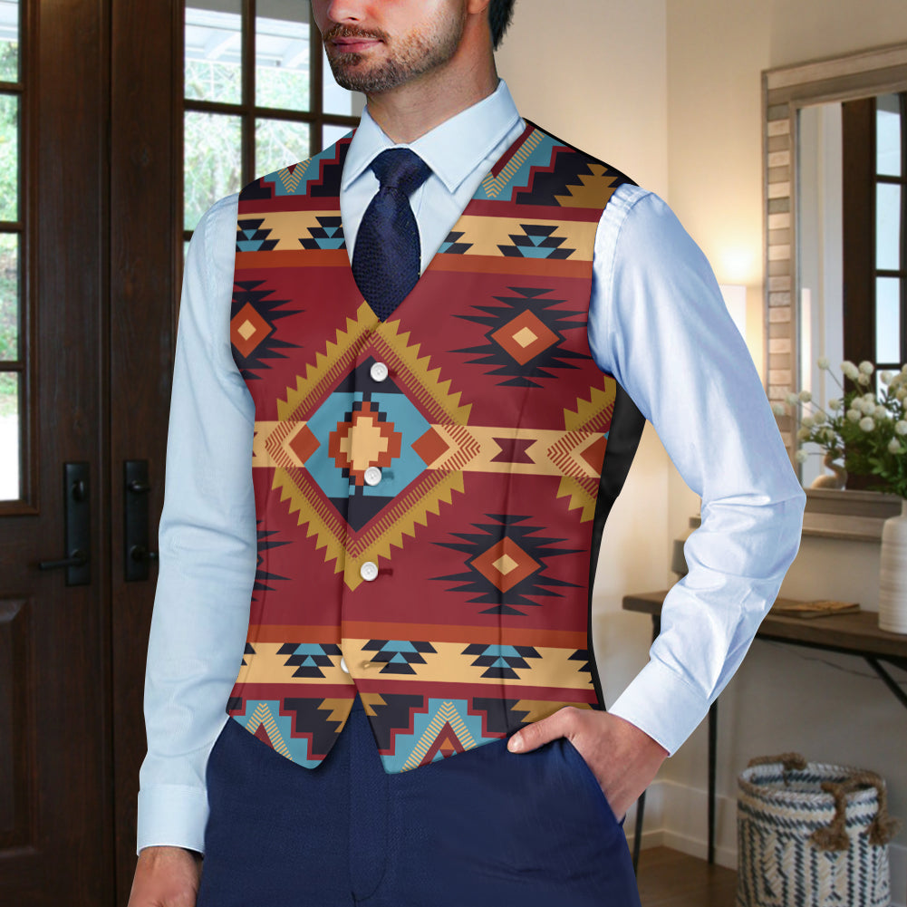 DS250918M10 Native American Suit Vest Jacket Print One Side Front