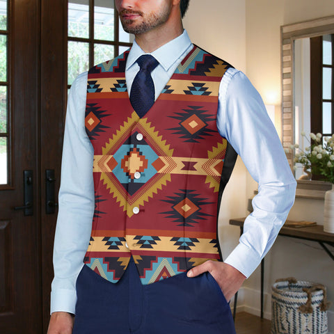 DS250918M10 Native American Suit Vest Jacket Print One Side Front