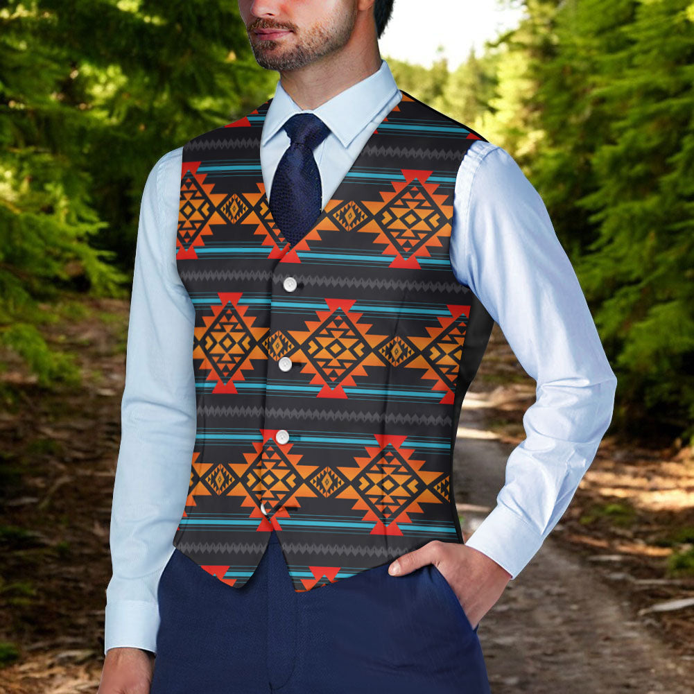 DS250918M12 Native American Suit Vest Jacket Print One Side Front