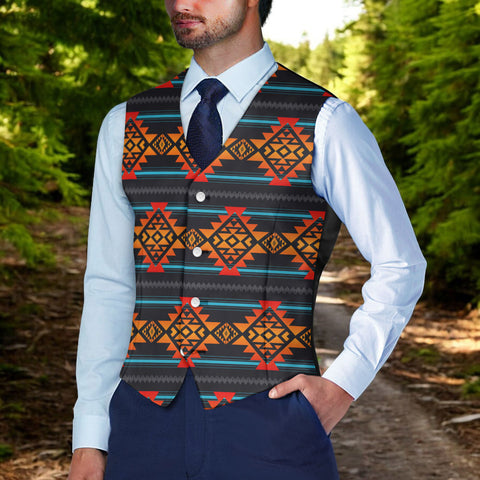 DS250918M12 Native American Suit Vest Jacket Print One Side Front