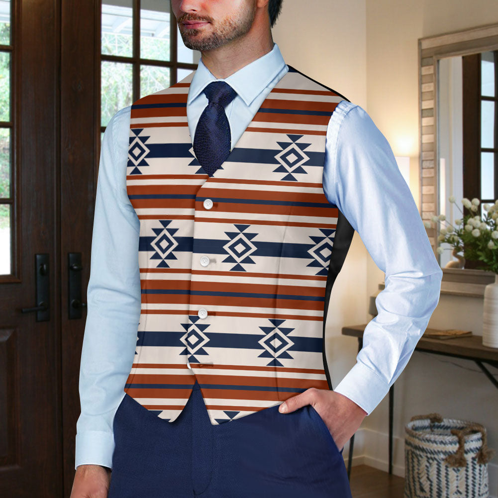 DS250918M13 Native American Suit Vest Jacket Print One Side Front
