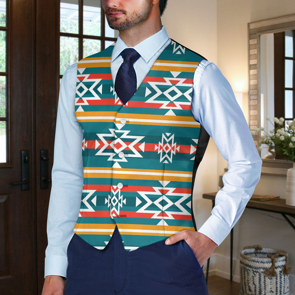 DS250918M14 Native American Suit Vest Jacket Print One Side Front
