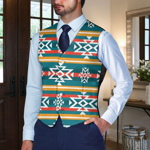 DS250918M14 Native American Suit Vest Jacket Print One Side Front