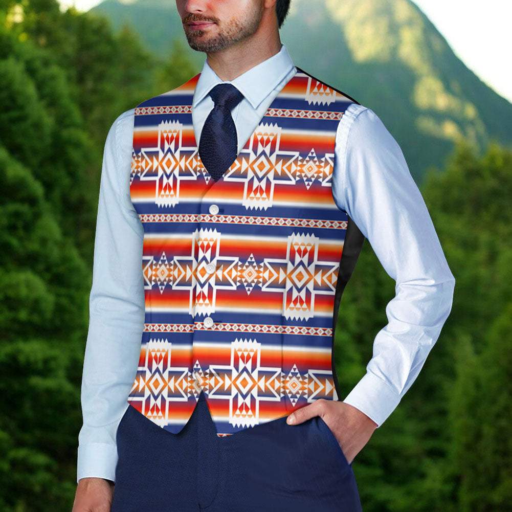 DS250918M18 Native American Suit Vest Jacket Print One Side Front