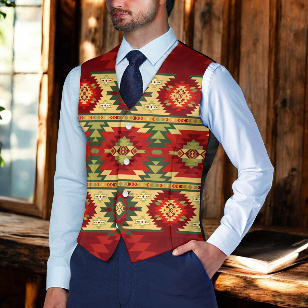 DS250918M21 Native American Suit Vest Jacket Print One Side Front