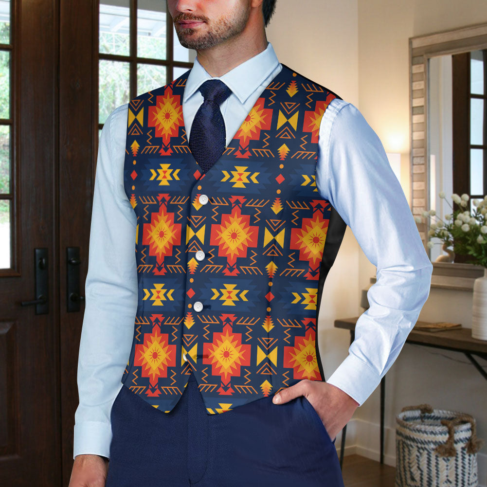 DS250918M23 Native American Suit Vest Jacket Print One Side Front