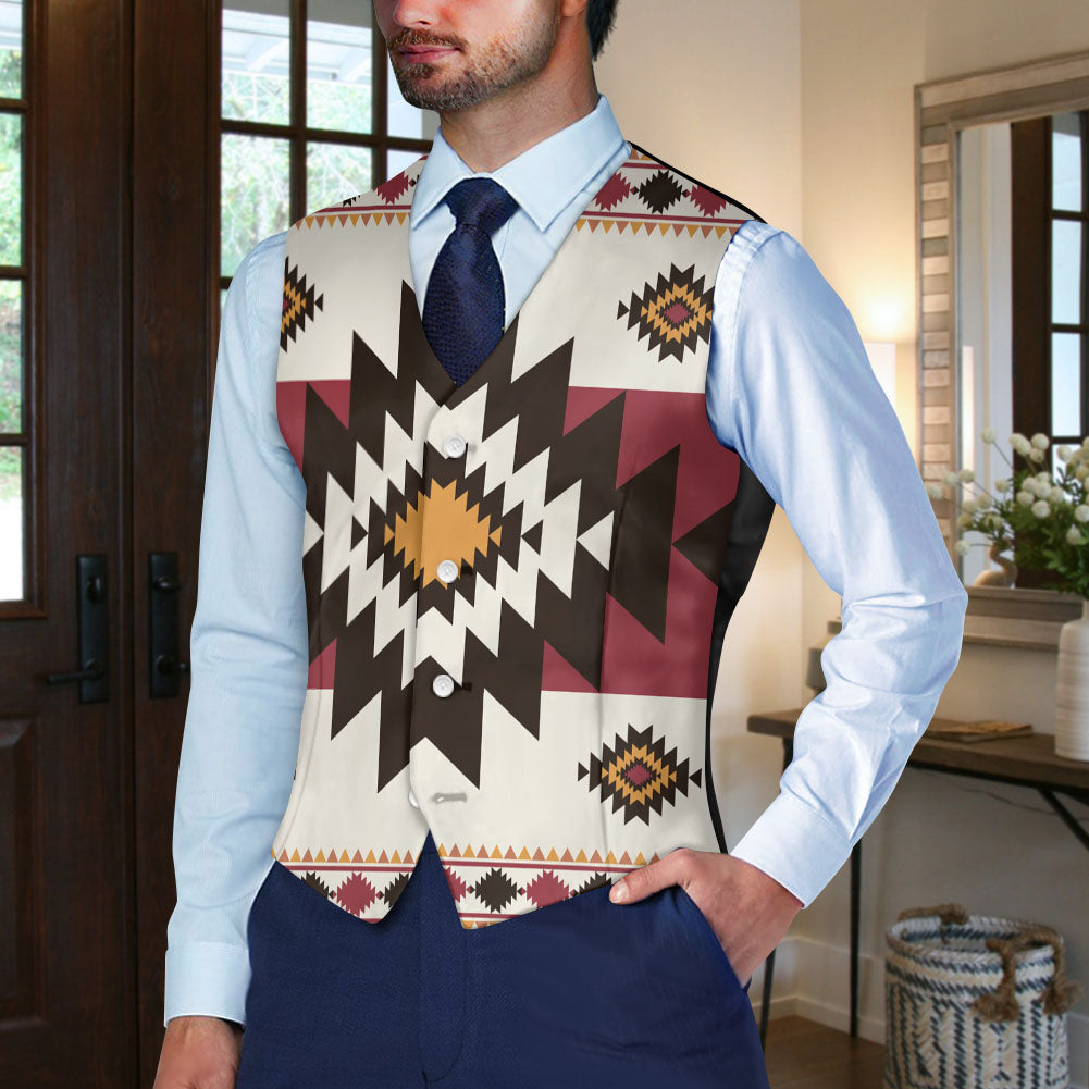 DS250918M26 Native American Suit Vest Jacket Print One Side Front