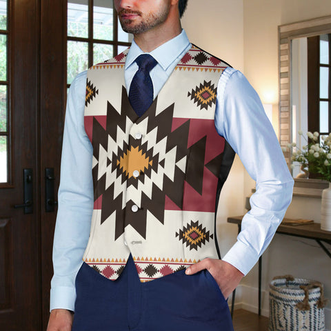 DS250918M26 Native American Suit Vest Jacket Print One Side Front