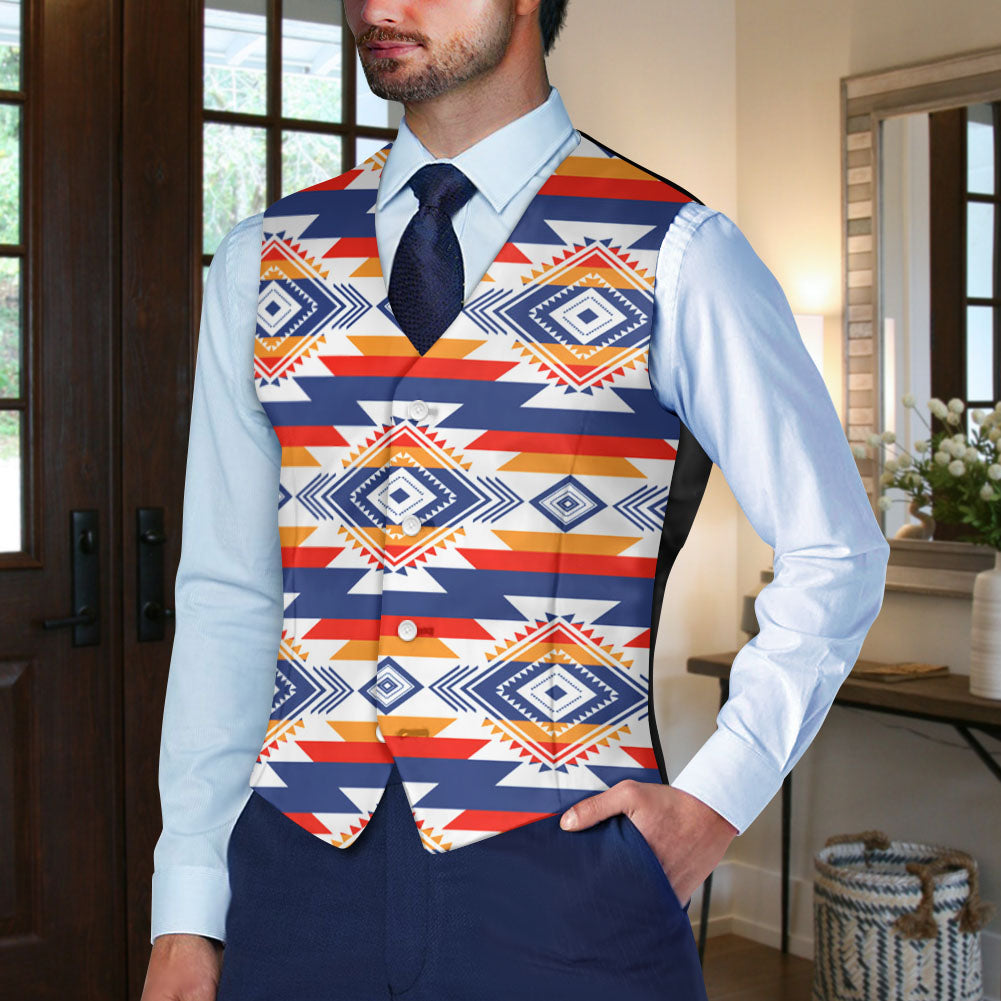 DS250918M29 Native American Suit Vest Jacket Print One Side Front