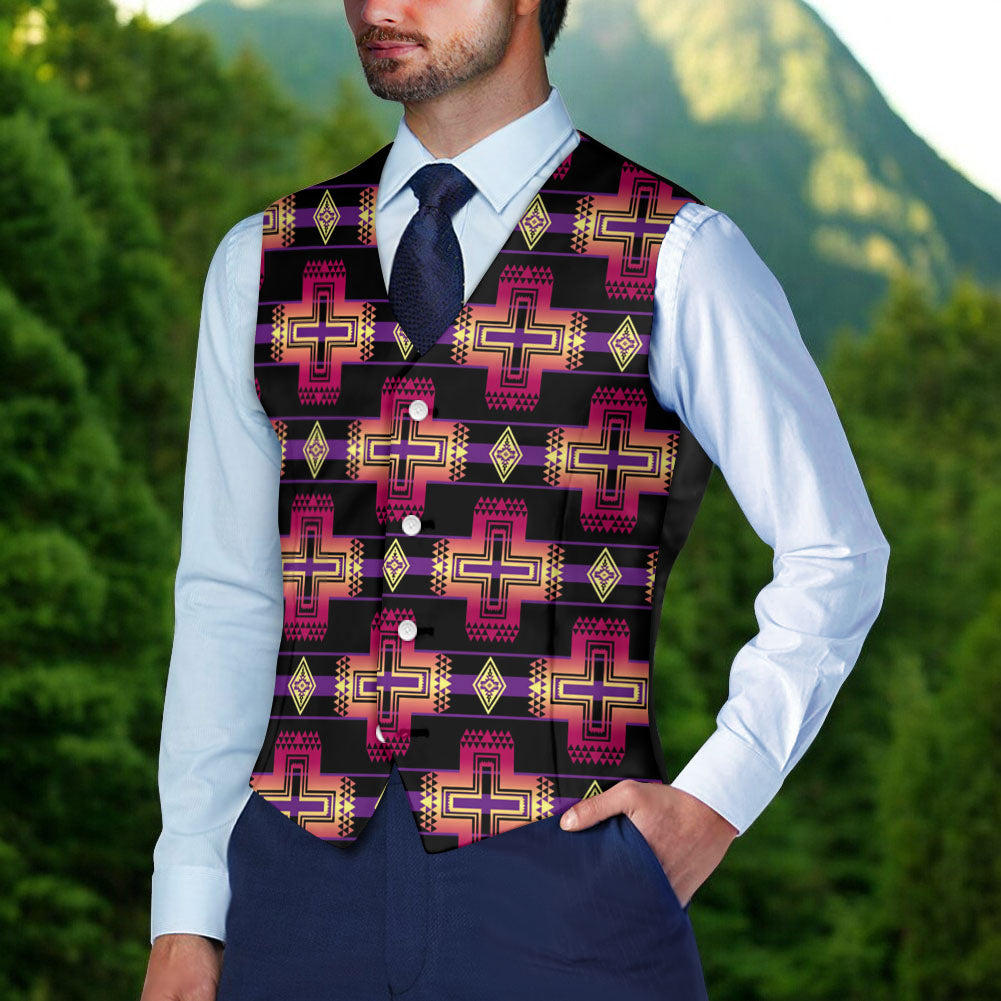 DS250918M35 Native American Suit Vest Jacket Print One Side Front