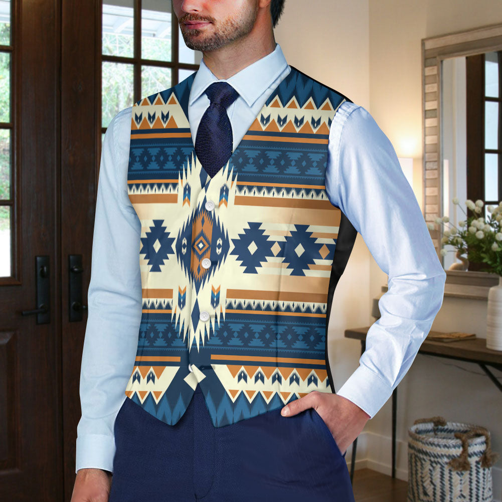 DS250918M36 Native American Suit Vest Jacket Print One Side Front