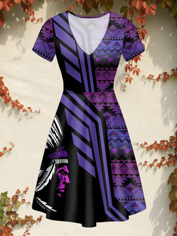 DS250925M09 Chief Native American V-neck Neck Dress