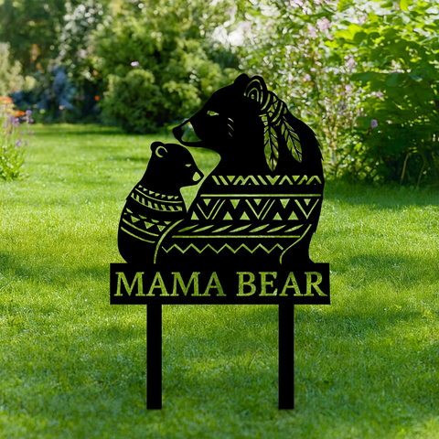 DS251020M01 Mama Bear Native American Metal Garden Stake Metal Sign