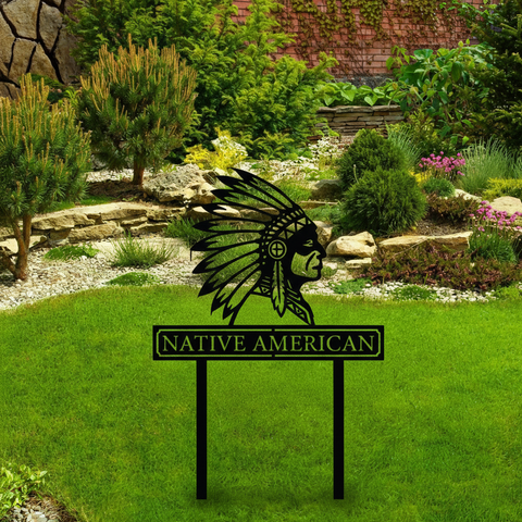 DS251020M03 Native American Metal Garden Stake Metal Sign