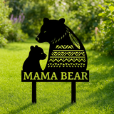 DS251020M06 Mama Bear Native American Metal Garden Stake Metal Sign