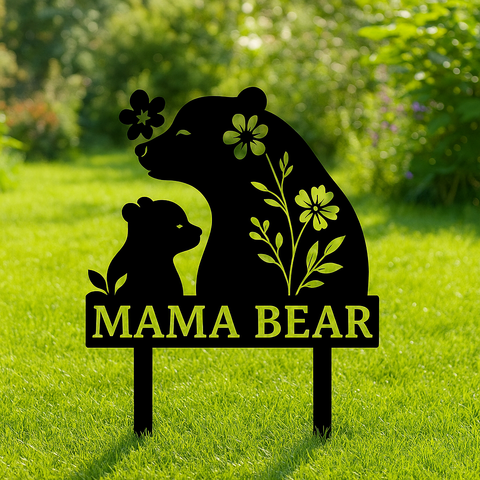 DS251020M07 Mama Bear Native American Metal Garden Stake Metal Sign